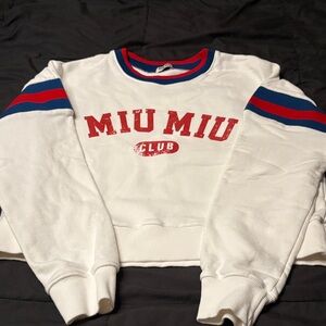 Miu Miu White Sweatshirt with Red and Blue Details